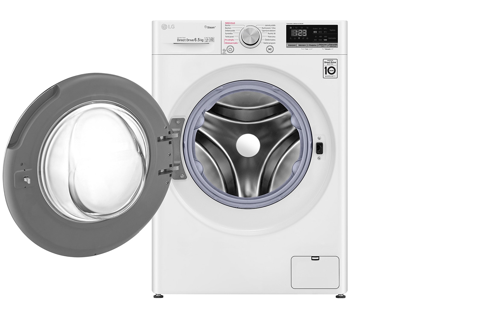 LG 6,5 kg slim parní pračka, E, Direct Drive™ motor, optimální volba pracích pohybů, parní péče Steam™, ThinQ™ + WiFi, F2WN5S6S0