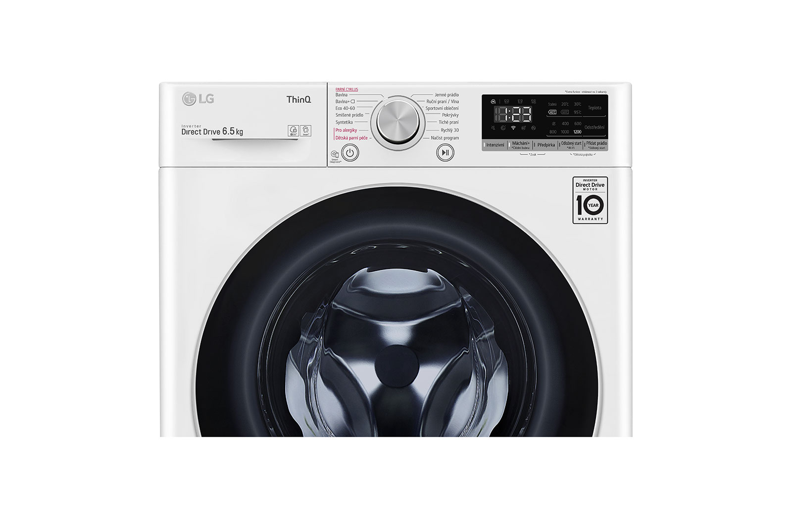 LG 6,5 kg parní pračka, E, Direct Drive™ motor, optimální volba pracích pohybů, parní péče Steam™, ThinQ™ + WiFi, F2WN5S6S1