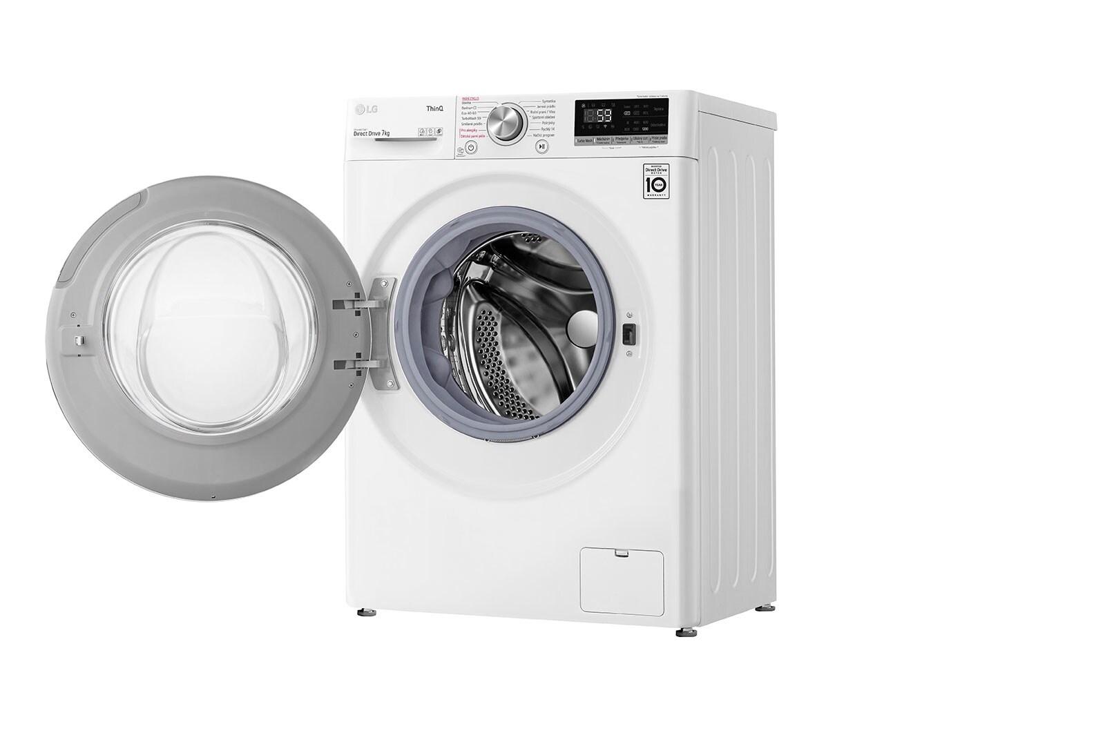 LG 7 kg slim parní pračka, C, Direct Drive™ motor, TurboWash™ - praní za 59 minut, optimální volba pracích pohybů, parní péče Steam™, ThinQ™ + WiFi, F2WN7S7S0