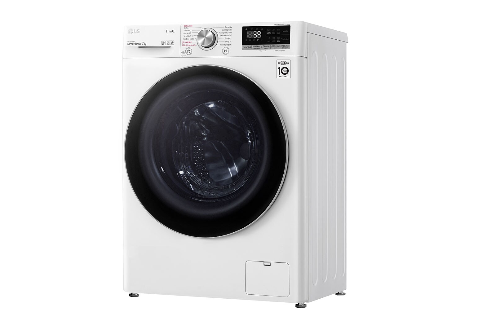 LG 7 kg slim parní pračka, E, Direct Drive™ motor, TurboWash™ - praní za 59 minut, AI DD™ - optimální volba pracích pohybů, parní péče Steam™, ThinQ™ + WiFi, F2WN7S7S1