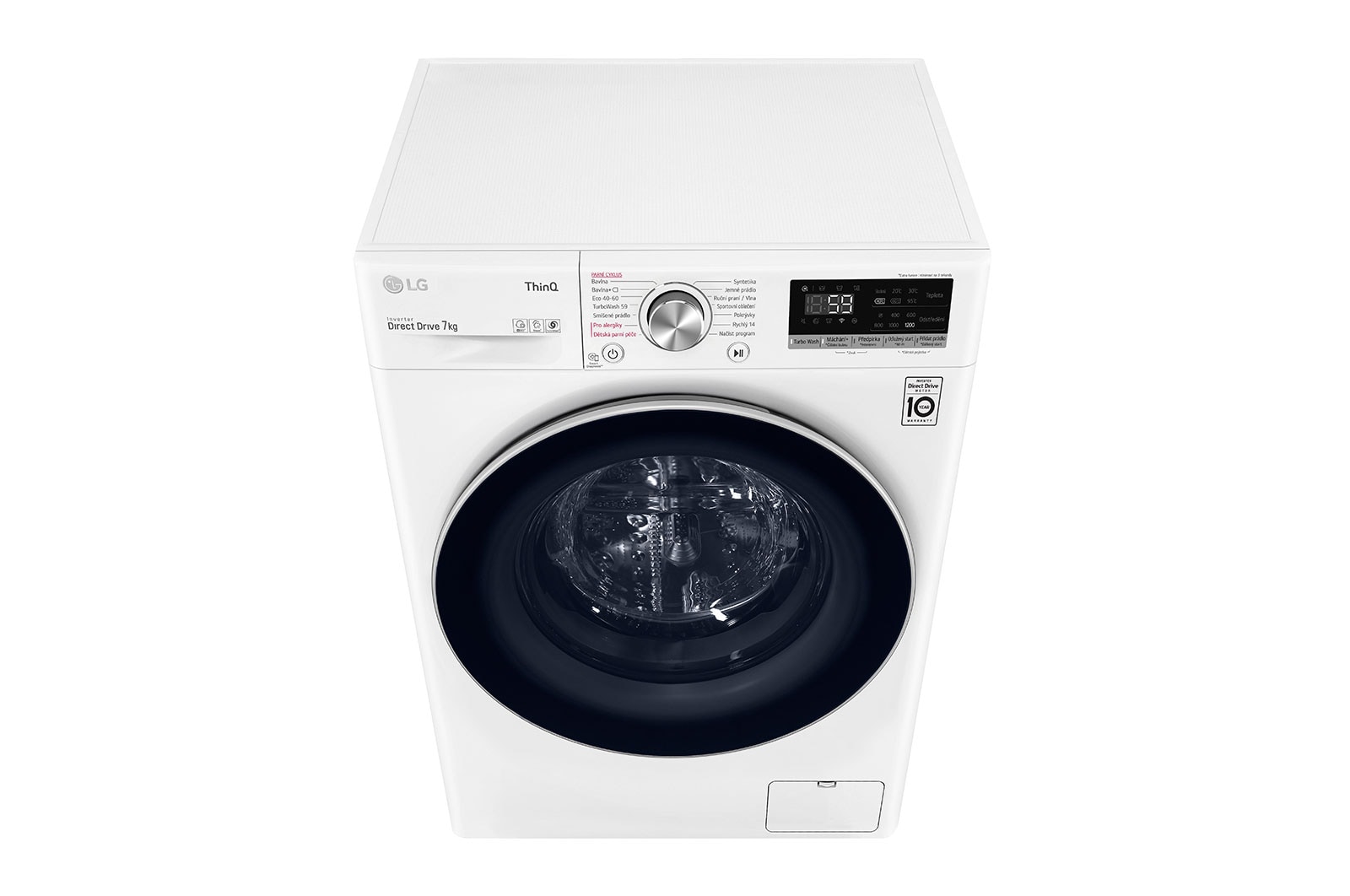 LG 7 kg slim parní pračka, E, Direct Drive™ motor, TurboWash™ - praní za 59 minut, AI DD™ - optimální volba pracích pohybů, parní péče Steam™, ThinQ™ + WiFi, F2WN7S7S1