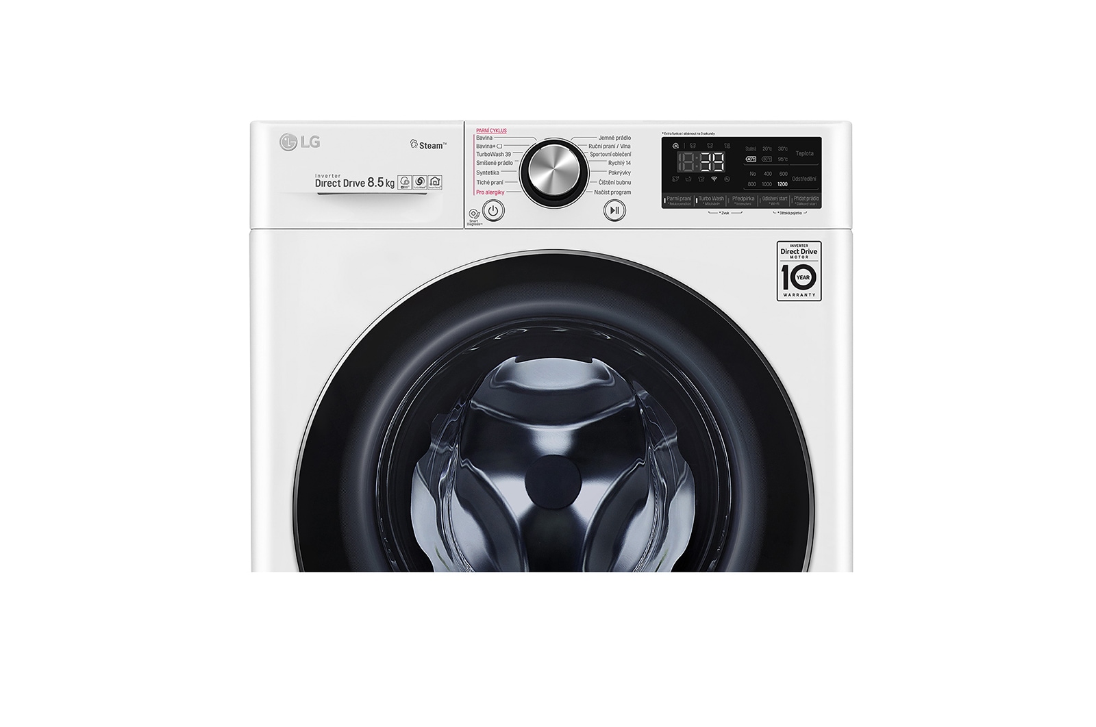 LG 8,5 kg slim parní pračka, A+++ (v rozsahu A+++ až D), Direct Drive™ motor, TurboWash™360° - praní za 39 minut, AI DD™ - optimální volba pracích pohybů, parní péče Steam+™, ThinQ™ + WiFi, F2WV9S8P2