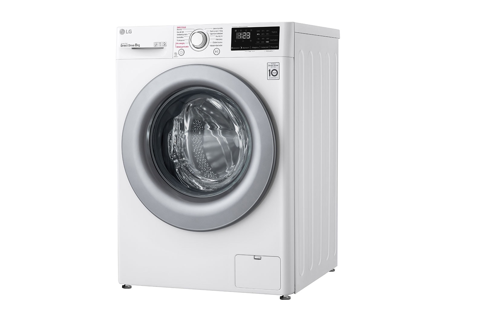 LG 8 kg parní pračka, Direct Drive™ motor, optimální volba pracích pohybů, parní praní Steam™, Smart Diagnosis, Funkce přidat prádlo, F48V3TW4W