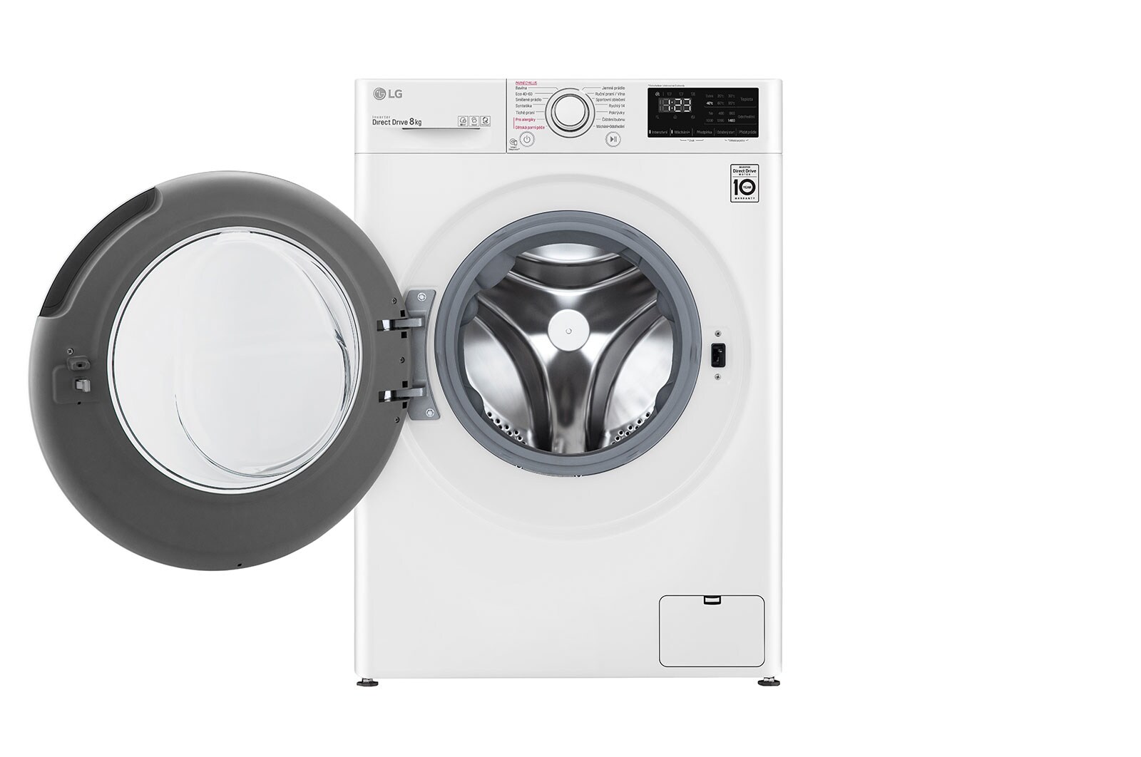 LG 8 kg parní pračka, Direct Drive™ motor, optimální volba pracích pohybů, parní praní Steam™, Smart Diagnosis, Funkce přidat prádlo, F48V3TW4W