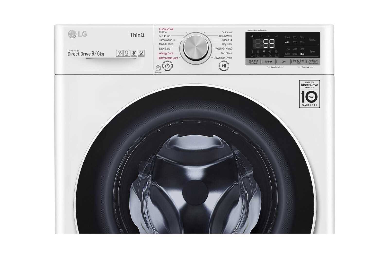 LG 8 kg parní pračka, Direct Drive™ motor, optimální volba pracích pohybů, parní praní Steam™, TurboWash™, ThinQ+WiFi, F48V5TW0W