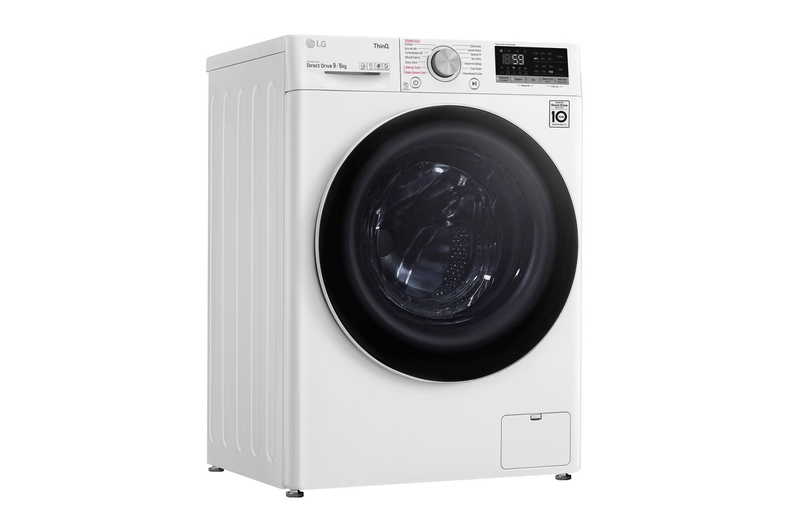 LG 8 kg parní pračka, Direct Drive™ motor, optimální volba pracích pohybů, parní praní Steam™, TurboWash™, ThinQ+WiFi, F48V5TW0W