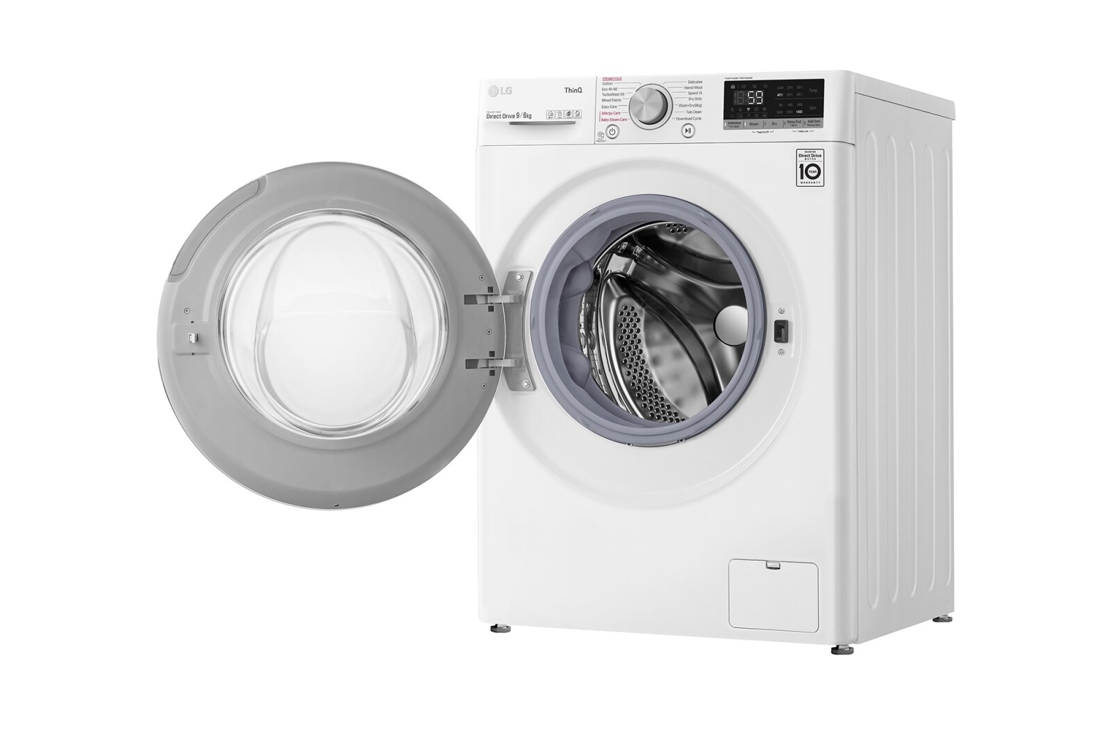 LG 8 kg parní pračka, Direct Drive™ motor, optimální volba pracích pohybů, parní praní Steam™, TurboWash™, ThinQ+WiFi, F48V5TW0W