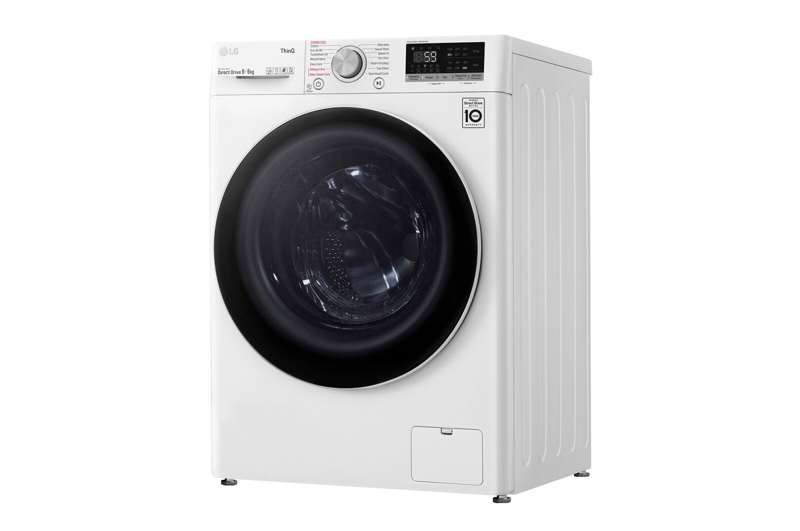 LG 8 kg parní pračka, Direct Drive™ motor, optimální volba pracích pohybů, parní praní Steam™, TurboWash™, ThinQ+WiFi, F48V5TW0W
