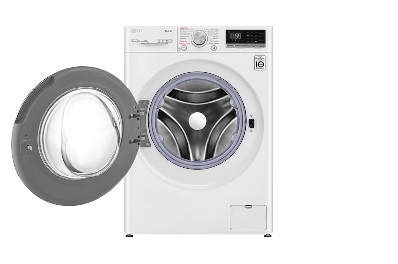 LG 8 kg parní pračka, Direct Drive™ motor, optimální volba pracích pohybů, parní praní Steam™, TurboWash™, ThinQ+WiFi, F48V5TW1W