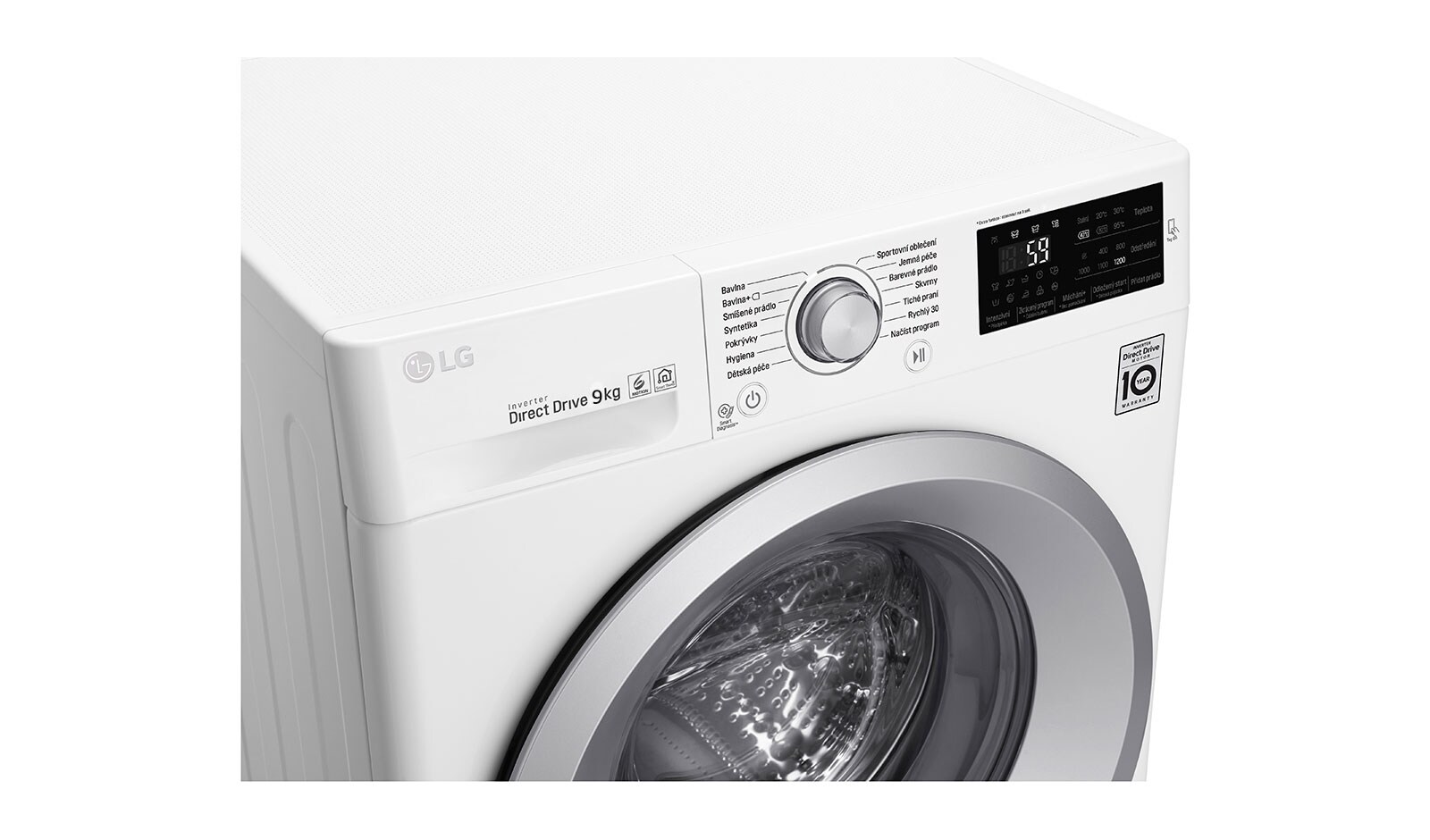 LG 9 kg parní pračka, 1400 ot./min,  TurboWash™, TrueSteam™ - parní praní, ThinQ™ + WiFi připojení,14 programů, F4TURBO9S