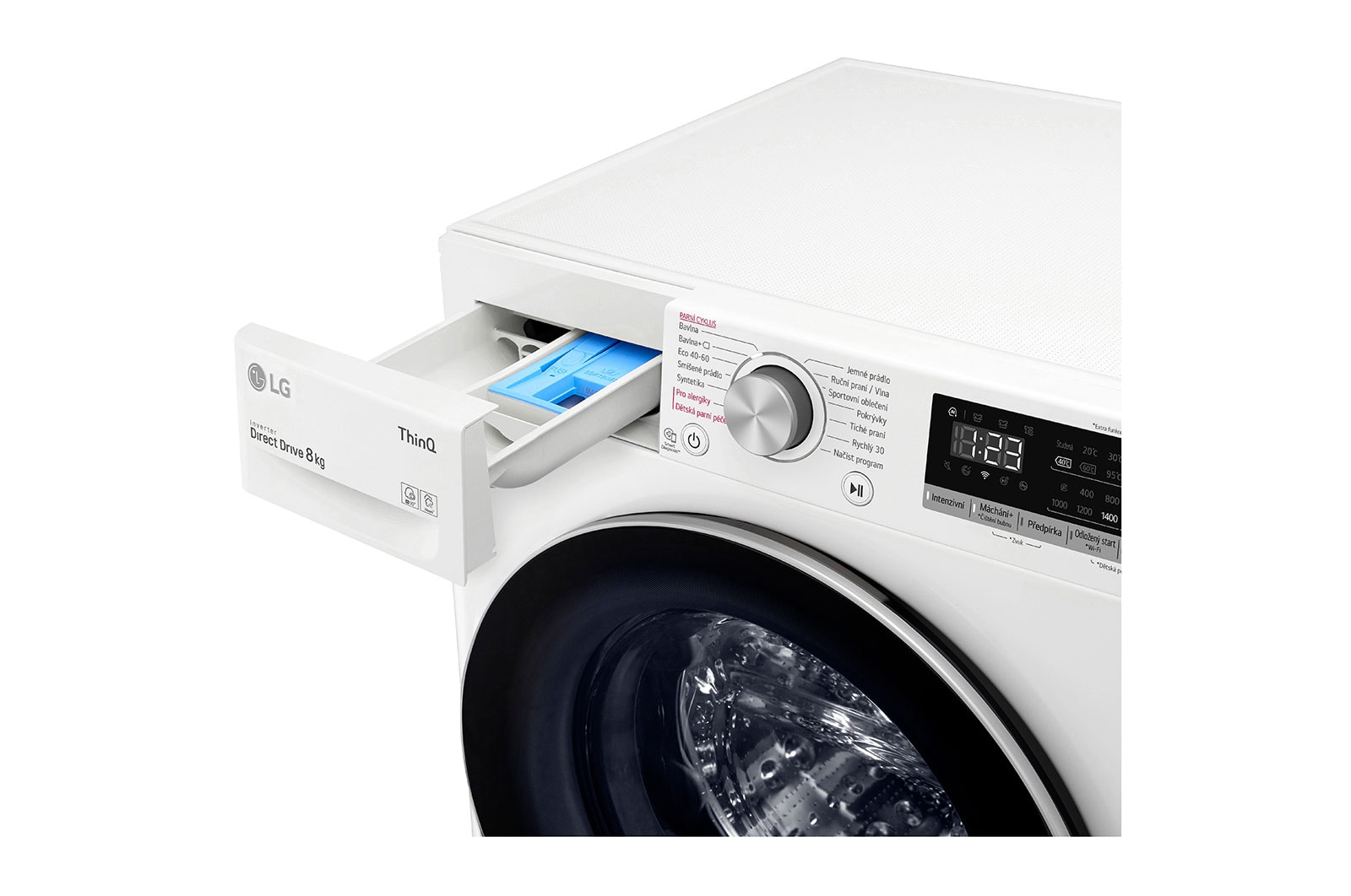 LG 8 kg parní pračka, D, Direct Drive™ motor, AI DD™ - optimální volba pracích pohybů, Steam™ - parní praní, ThinQ™ + WiFi, F4WN508S1