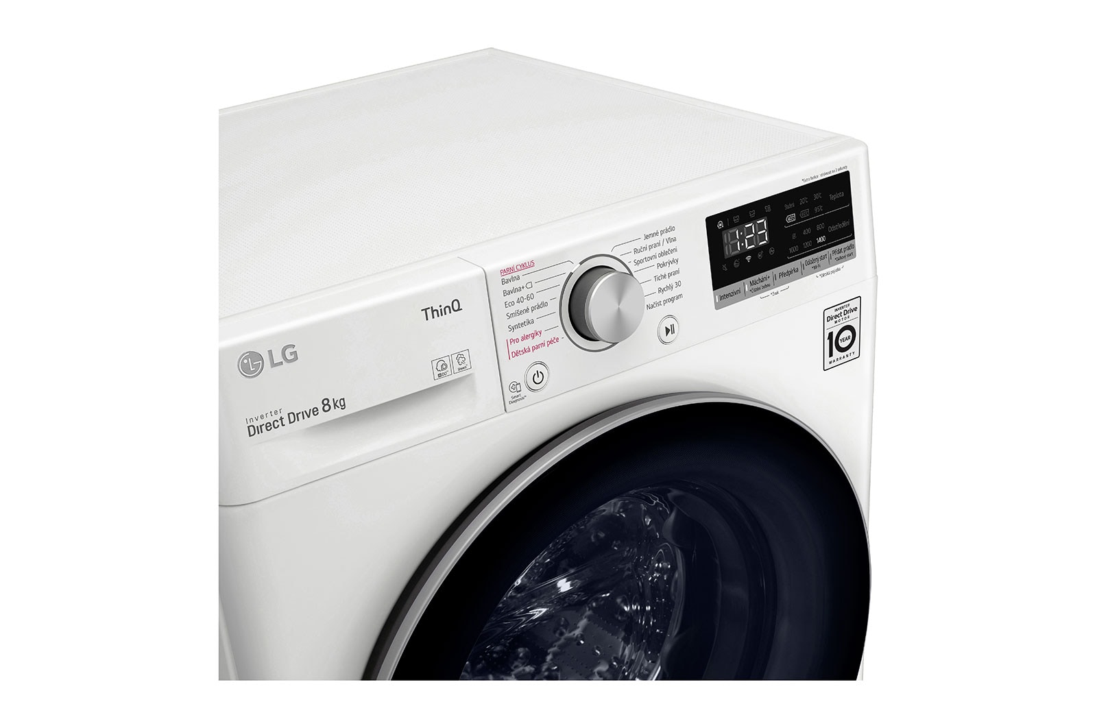 LG 8 kg parní pračka, D, Direct Drive™ motor, AI DD™ - optimální volba pracích pohybů, Steam™ - parní praní, ThinQ™ + WiFi, F4WN508S1