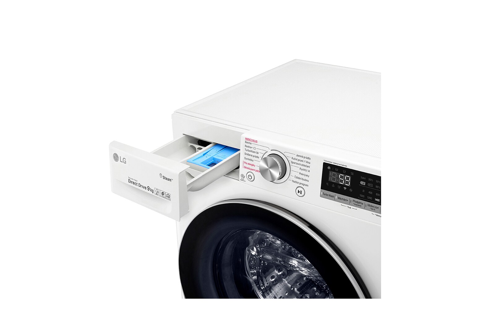 LG 9 kg parní pračka, D, Direct Drive™ motor, AI DD™ - optimální volba pracích pohybů, TurboWash™, Steam™ - parní praní, ThinQ™ + WiFi, F4WN709S1