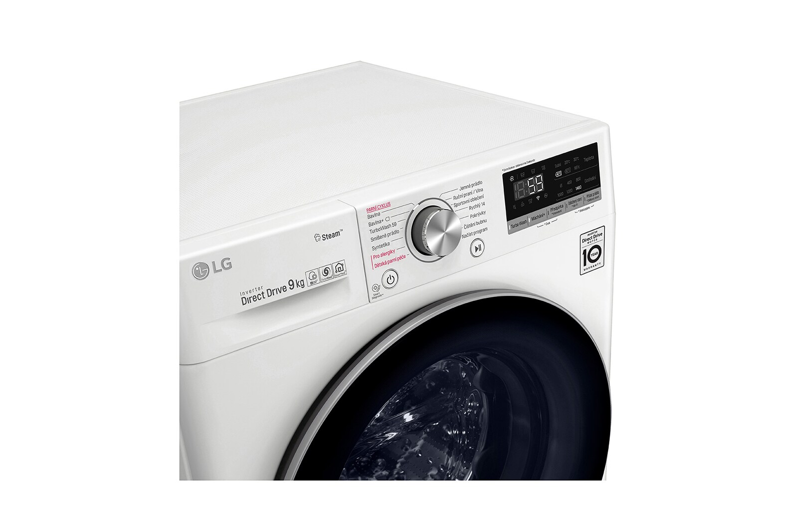 LG 9 kg parní pračka, D, Direct Drive™ motor, AI DD™ - optimální volba pracích pohybů, TurboWash™, Steam™ - parní praní, ThinQ™ + WiFi, F4WN709S1