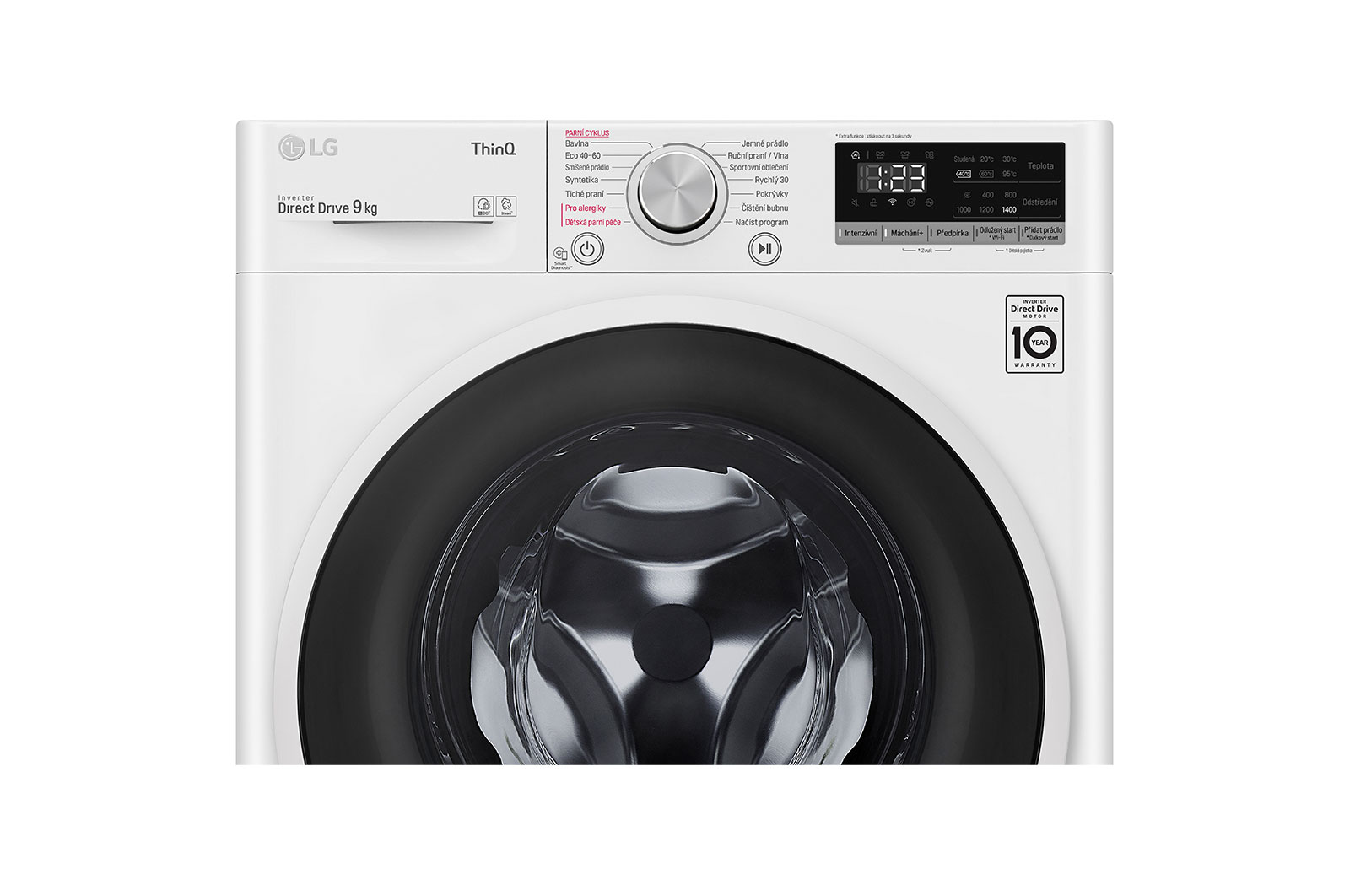 LG 9 kg parní pračka LG, D, Inverter Direct Drive™ motor, AI DD™ – optimální volba pracích pohybů, Steam™ - parní praní, ThinQ™ +WiFi, F4WT409AIDD