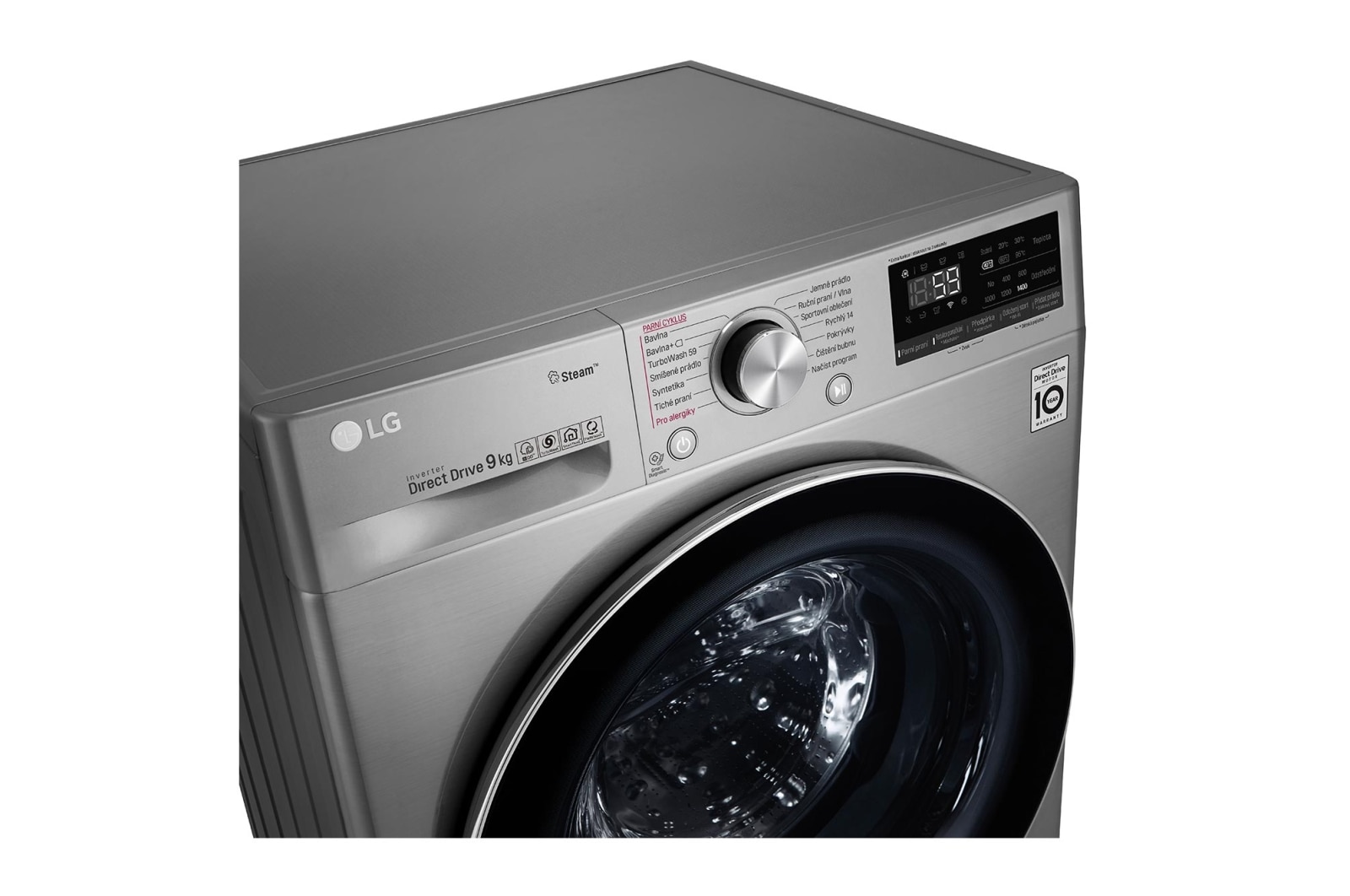 LG 9 kg parní pračka, A (v rozsahu A až G), Direct Drive™ motor, TurboWash™ - praní za 59 minut, AI DD™ - optimální volba pracích pohybů, parní péče Steam+™, ThinQ™ + WiFi, F4WV709P2T