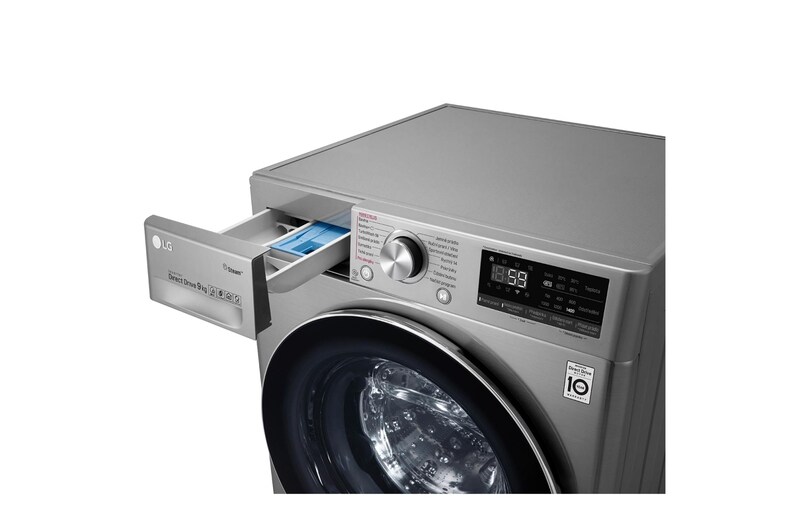 LG 9 kg parní pračka, A (v rozsahu A až G), Direct Drive™ motor, TurboWash™ - praní za 59 minut, AI DD™ - optimální volba pracích pohybů, parní péče Steam+™, ThinQ™ + WiFi, F4WV709P2T