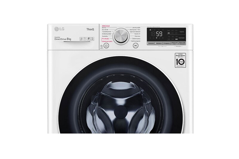 LG 8 kg parní pračka, B, Direct Drive™ motor, AI DD™, TurboWash™ - praní za 59 minut, AI DD™ - optimální volba pracích pohybů, parní péče Steam™, ThinQ™ + WiFi, FB84V5UTW1