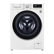 Čelní pohled na 10,5 kg parní pračka, B, Direct Drive™ motor, AI DD™, TurboWash™ - praní za 59 minut, AI DD™ - optimální volba pracích pohybů, parní péče Steam™, ThinQ™ &#43; WiFi F4WV710P0E