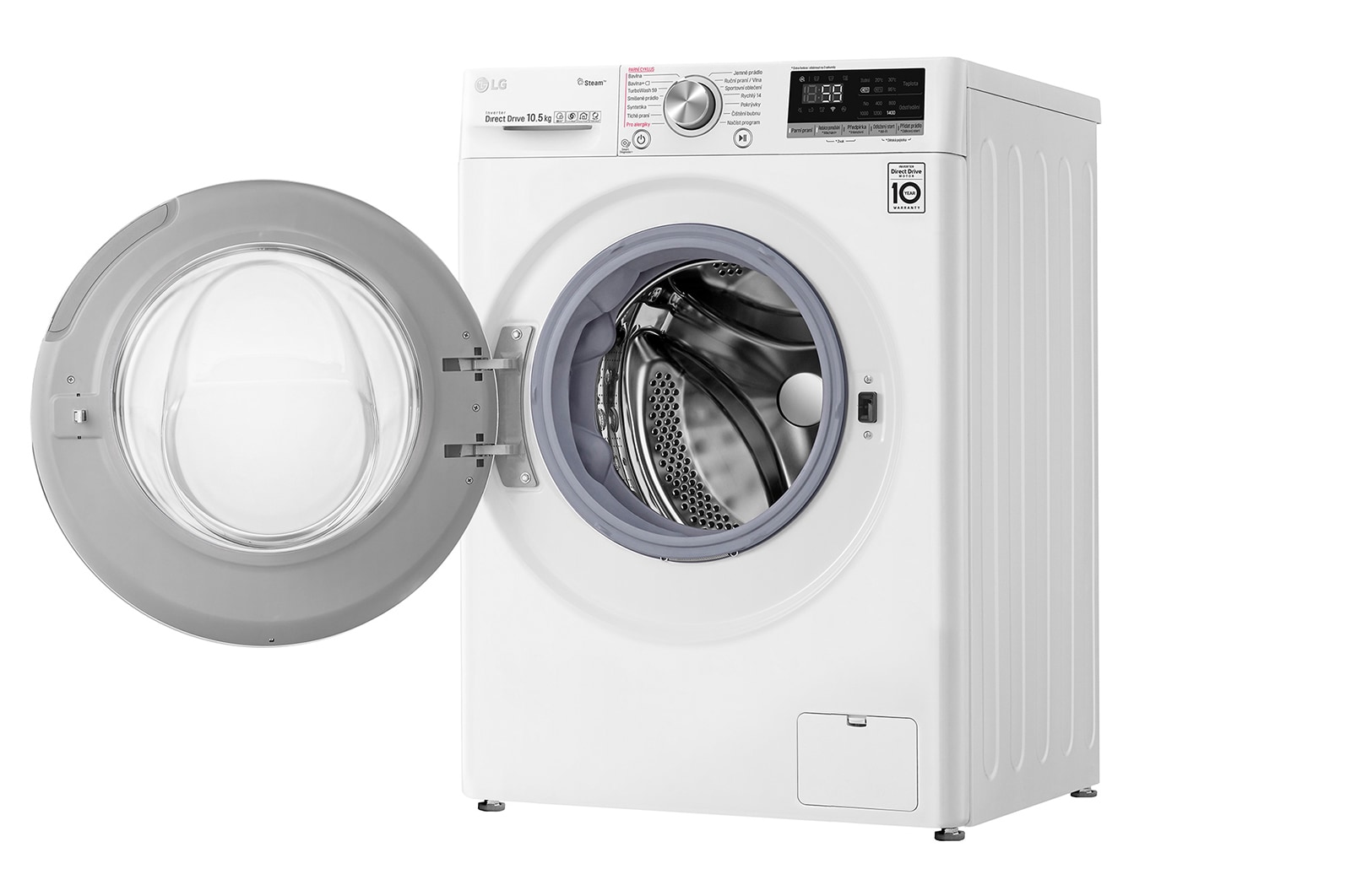 LG 10,5 kg parní pračka, A+++ (v rozsahu A+++ až D), Direct Drive™ motor, AI DD™, TurboWash™ - praní za 59 minut, AI DD™ - optimální volba pracích pohybů, parní péče Steam+™, ThinQ™ + WiFi, F4WV710P1