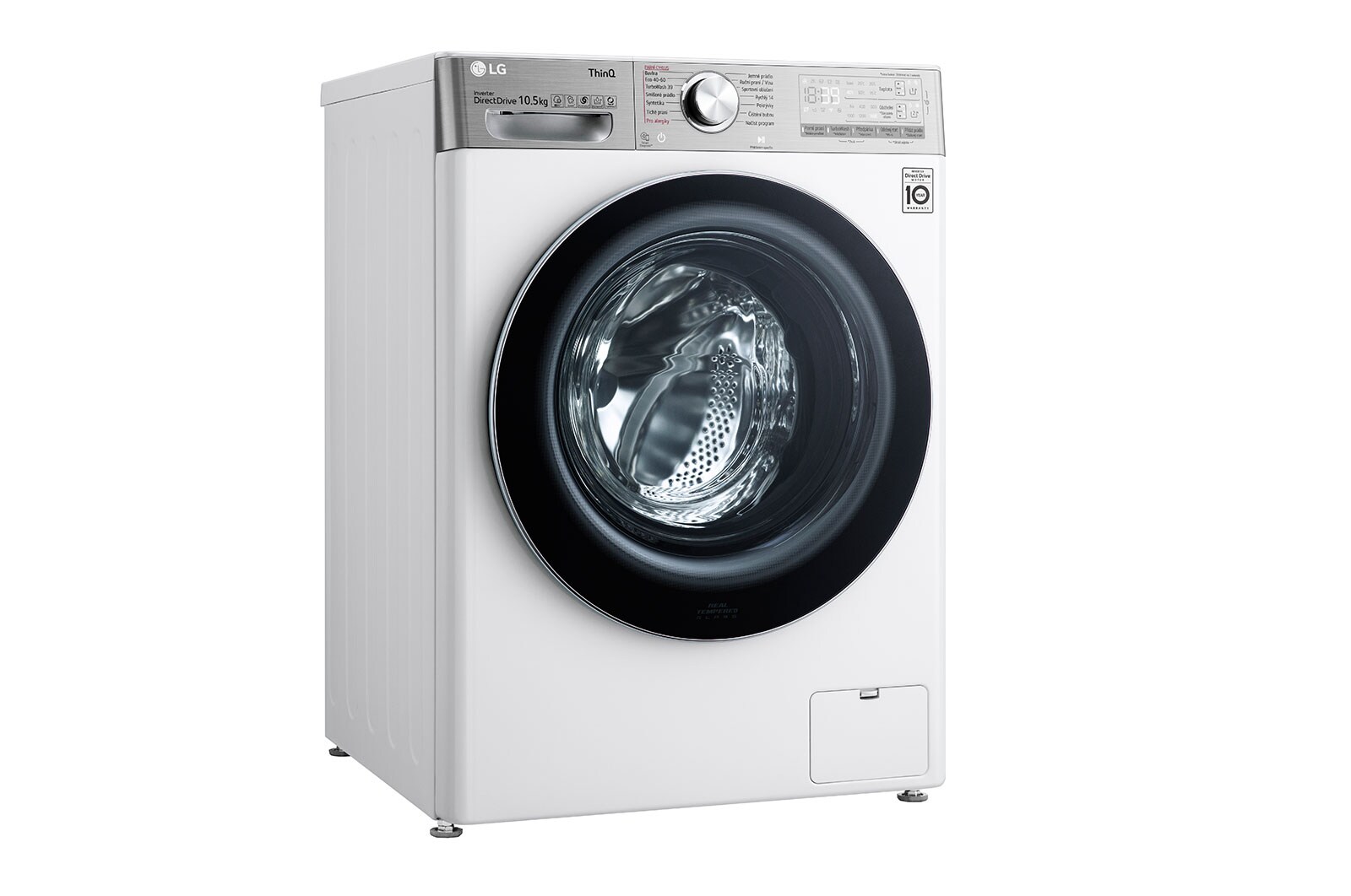 LG 10,5 kg parní pračka, Direct Drive™ motor, neomezené množství pracích pohybů, parní praní Steam+™, TurboWash™360°, ThinQ+WiFi, F610V10RABW
