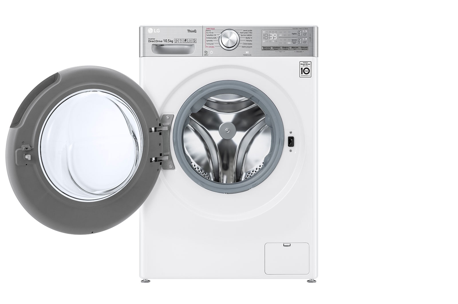 LG 10,5 kg parní pračka, Direct Drive™ motor, neomezené množství pracích pohybů, parní praní Steam+™, TurboWash™360°, ThinQ+WiFi, F610V10RABW