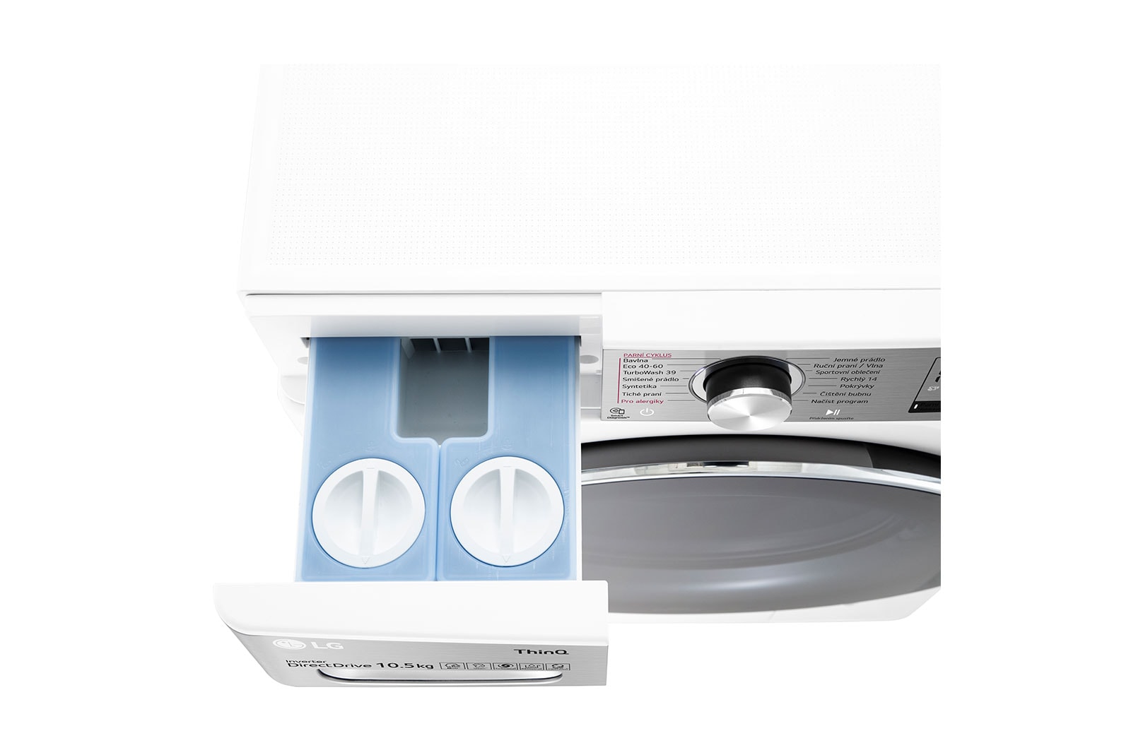 LG 10,5 kg parní pračka, Direct Drive™ motor, neomezené množství pracích pohybů, parní praní Steam+™, TurboWash™360°, ThinQ+WiFi, F610V10RABW
