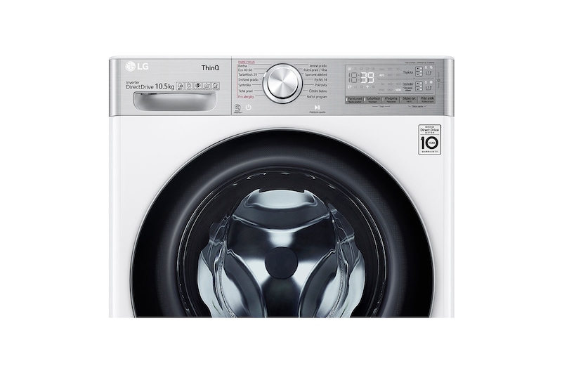 LG 10,5 kg parní pračka, Direct Drive™ motor, neomezené množství pracích pohybů, parní praní Steam+™, TurboWash™360°, ThinQ+WiFi, F610V10RABW