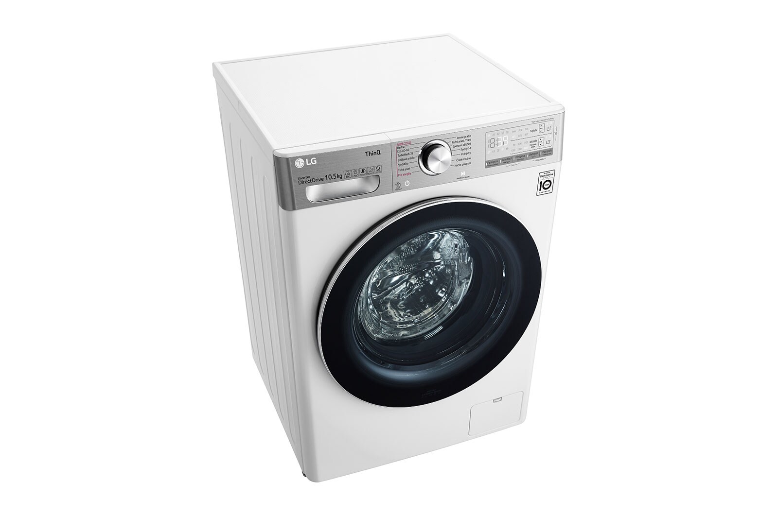 LG 10,5 kg parní pračka, Direct Drive™ motor, neomezené množství pracích pohybů, parní praní Steam+™, TurboWash™360°, ThinQ+WiFi, F610V10RABW