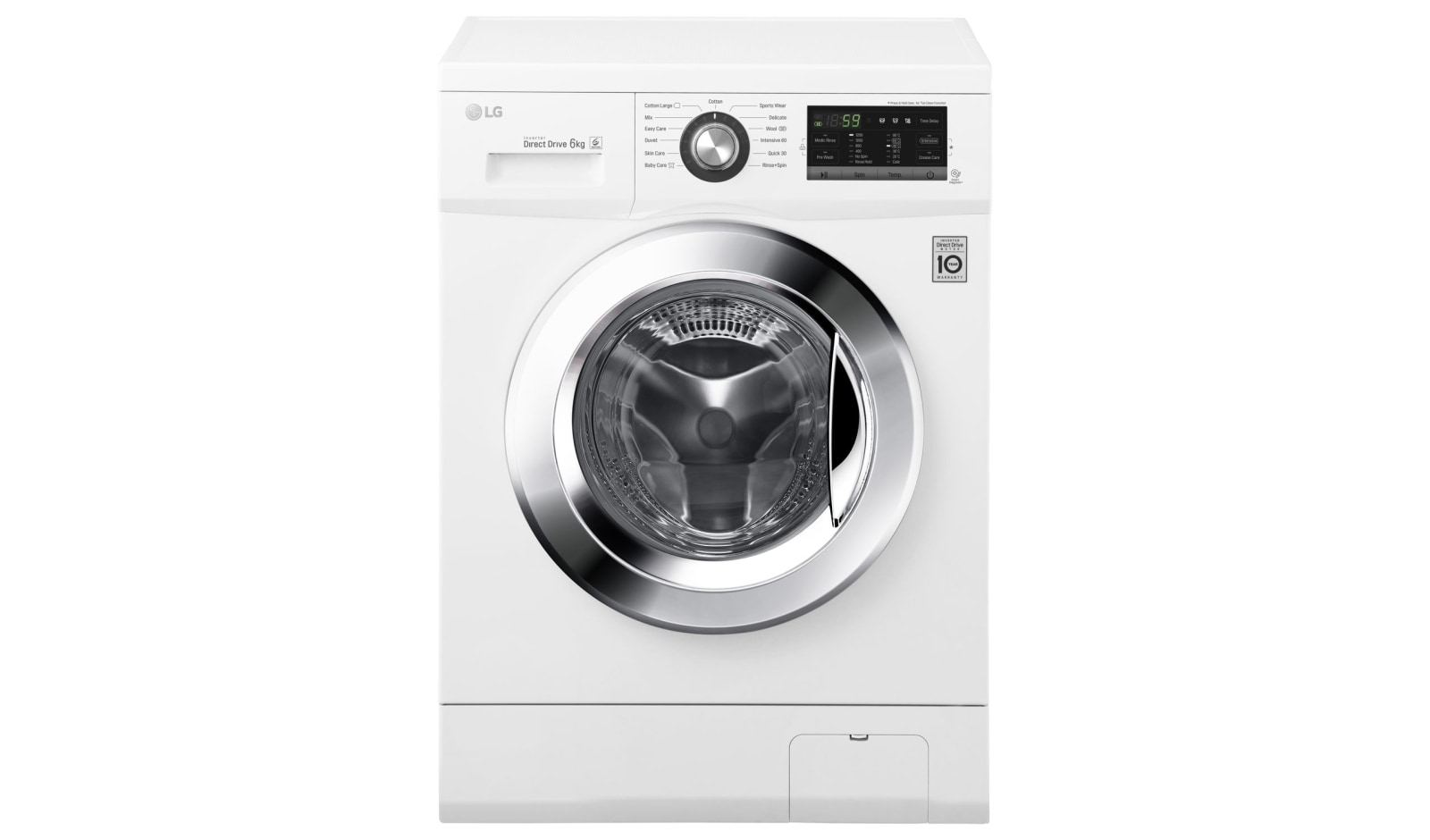 Čelní pohled na 6 kg slim pračka, 1200 ot./min, 6 Motion DD, 13 programů F62G6NDN2