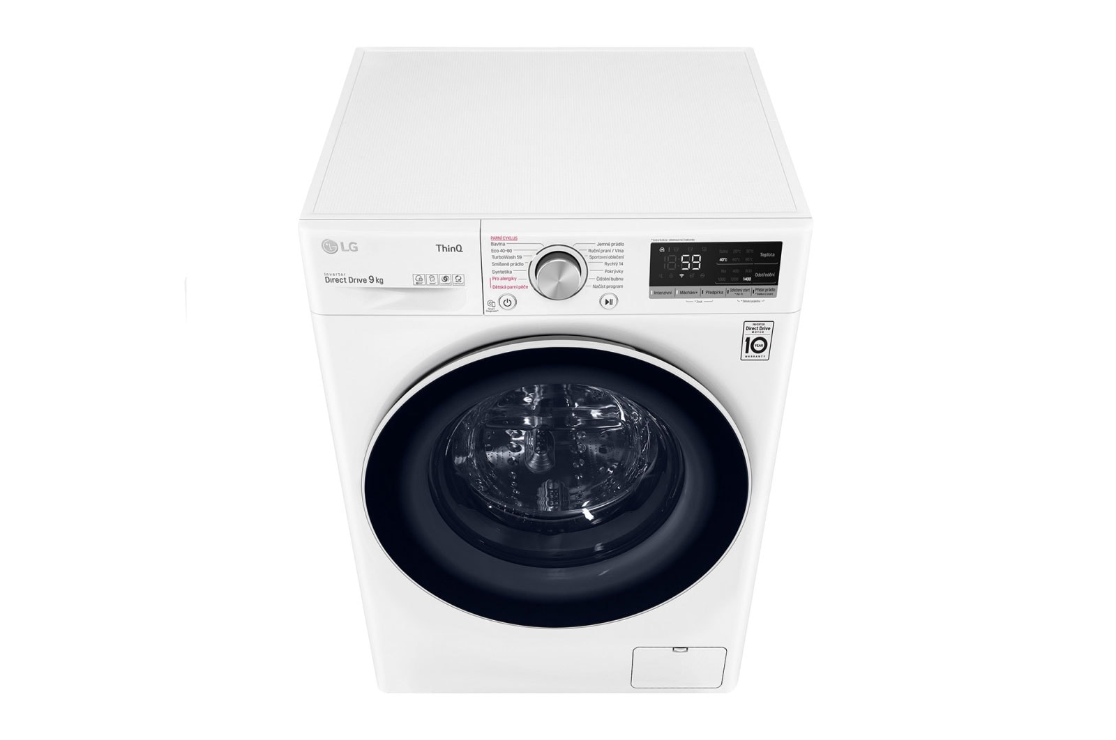 LG 9 kg parní pračka, Direct Drive™ motor, AI DD™ - optimální volba pracích pohybů, parní praní Steam™, TurboWash™, LG ThinQ+WiFi, F69V5VW1W