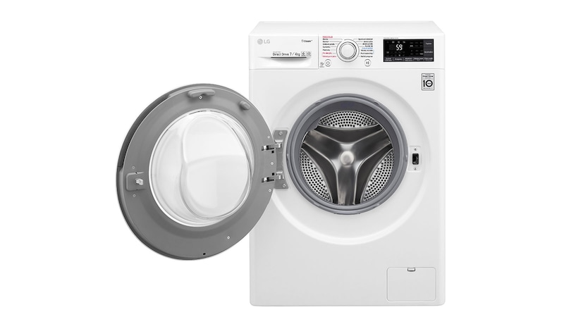 LG 7 kg pračka / 4 kg sušička, 1000 ot./min, B (v rozsahu A až G), 6 Motion DD, Direct Drive™, Steam™ - parní praní, ThinQ™, Přidat prádlo, 14 programů, 7 možností sušení, F70J7HG0W