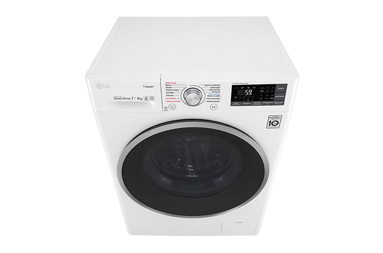 LG 7 kg pračka / 4 kg sušička, 1200 ot./min, B (v rozsahu A až G), 6 Motion DD, Direct Drive™, Steam™ - parní praní, ThinQ™, Přidat prádlo, 14 programů, 7 možností sušení, F72J7HG1W