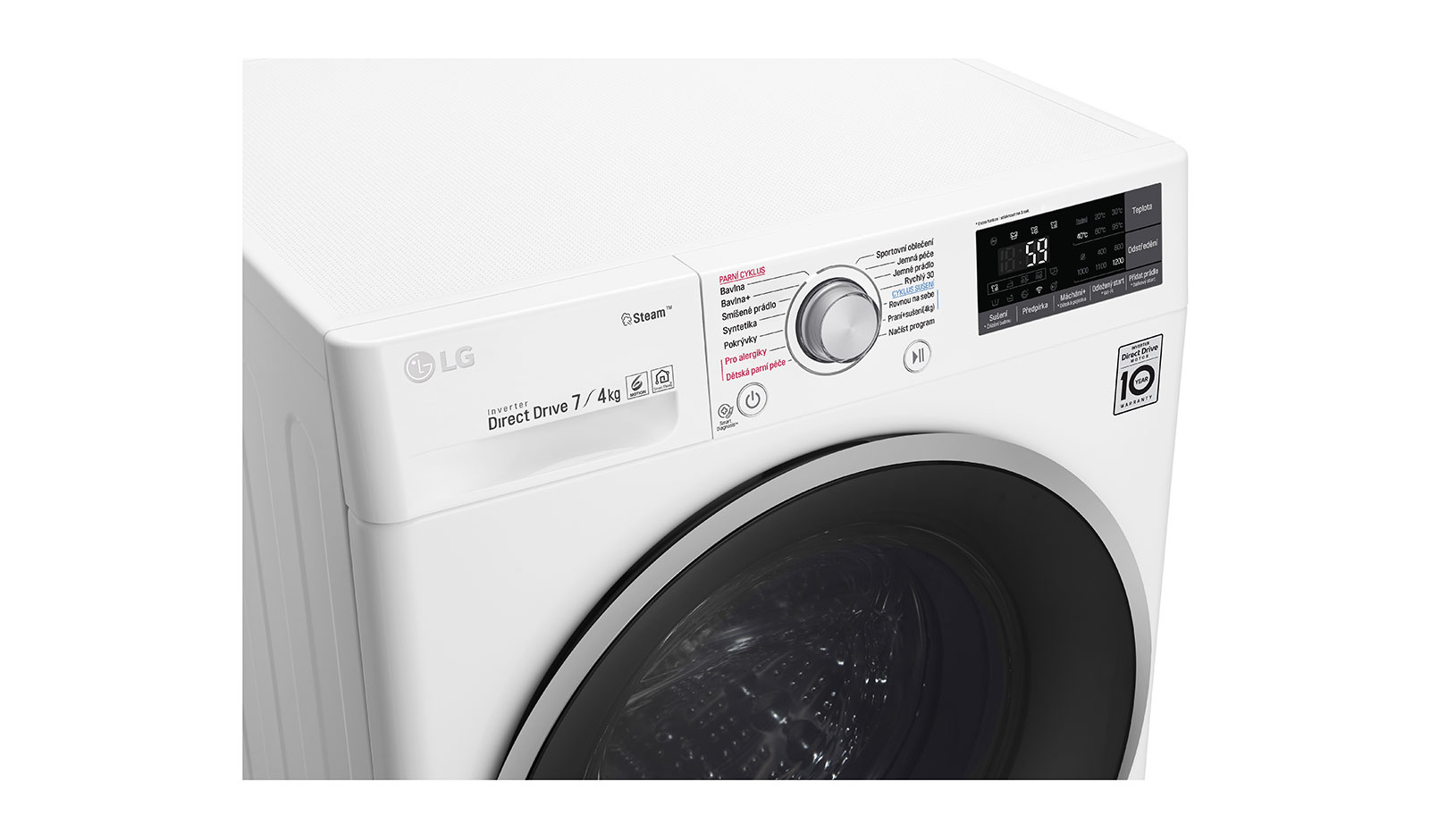 LG 7 kg pračka / 4 kg sušička, 1200 ot./min, B (v rozsahu A až G), 6 Motion DD, Direct Drive™, Steam™ - parní praní, ThinQ™, Přidat prádlo, 14 programů, 7 možností sušení, F72J7HG1W