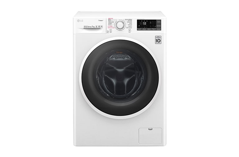 Čelní pohled na 7 kg slim parní pračka, 1200 ot./min, 6 Motion DD, Direct Drive™, Steam™ - parní praní, ThinQ™, Přidat prádlo F72J7HY0W