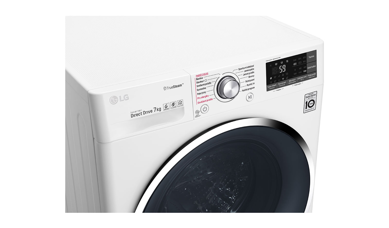 LG 7 kg parní pračka, 1200 ot./min, 6 Motion DD, TrueSteam™ - parní praní, ThinQ™, Přidat prádlo,14 programů, F72J8HS2W