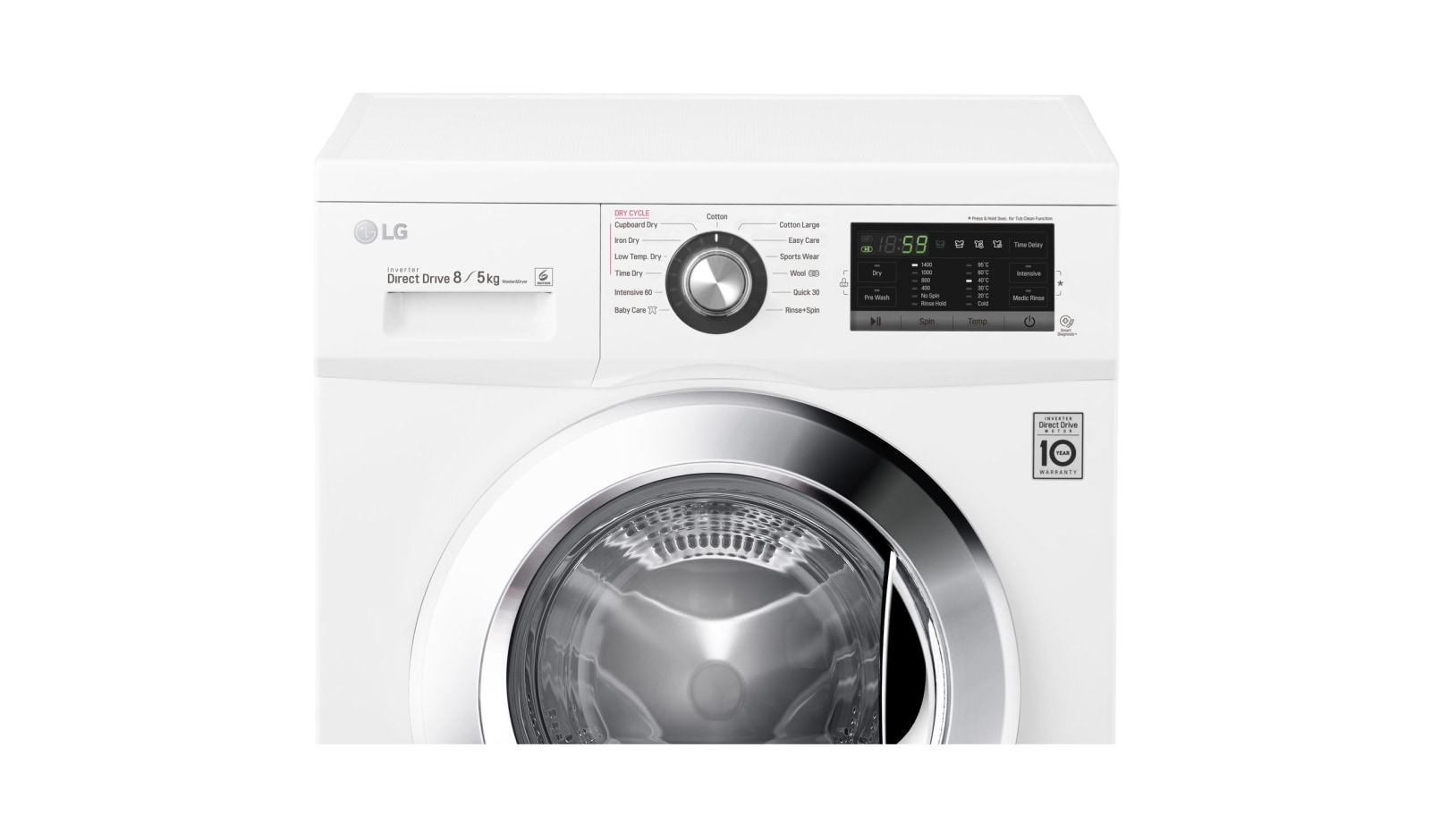 LG 8 kg pračka / 5 kg sušička, 1400 ot./min, A (v rozsahu A až G), 6 Motion DD, Direct Drive™, Smart Diagnosis™, 13 programů, 8 možností sušení, F84G6TDM2N