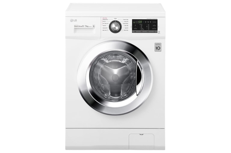 Čelní pohled na 8 kg pračka / 5 kg sušička, 1400 ot./min, A (v rozsahu A až G), 6 Motion DD, Direct Drive™, Smart Diagnosis™, 13 programů, 8 možností sušení F84G6TDM2N
