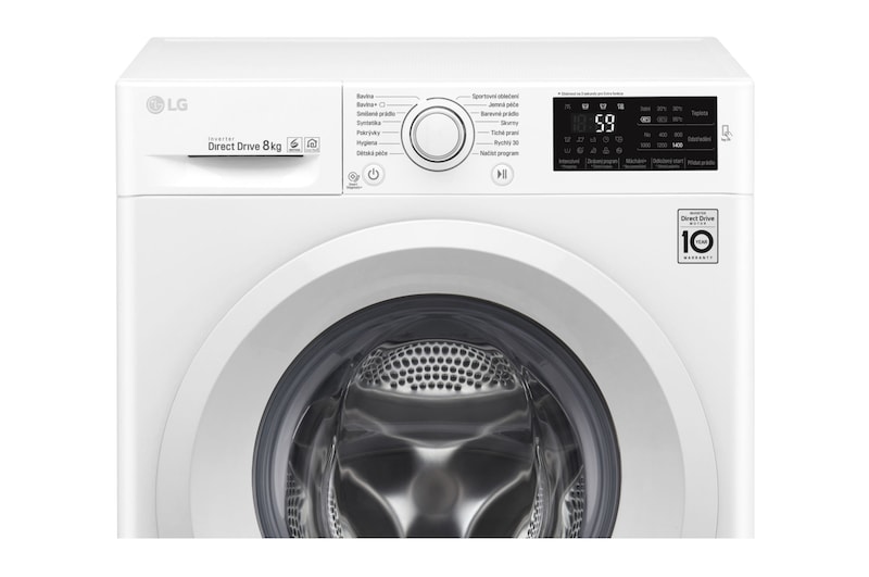 LG 8 kg pračka, 1400 ot./min, A+++ (v rozsahu A+++ až D), 6 Motion DD, Direct Drive™, ThinQ™, Přidat prádlo, 14 programů, F84J5TN3W