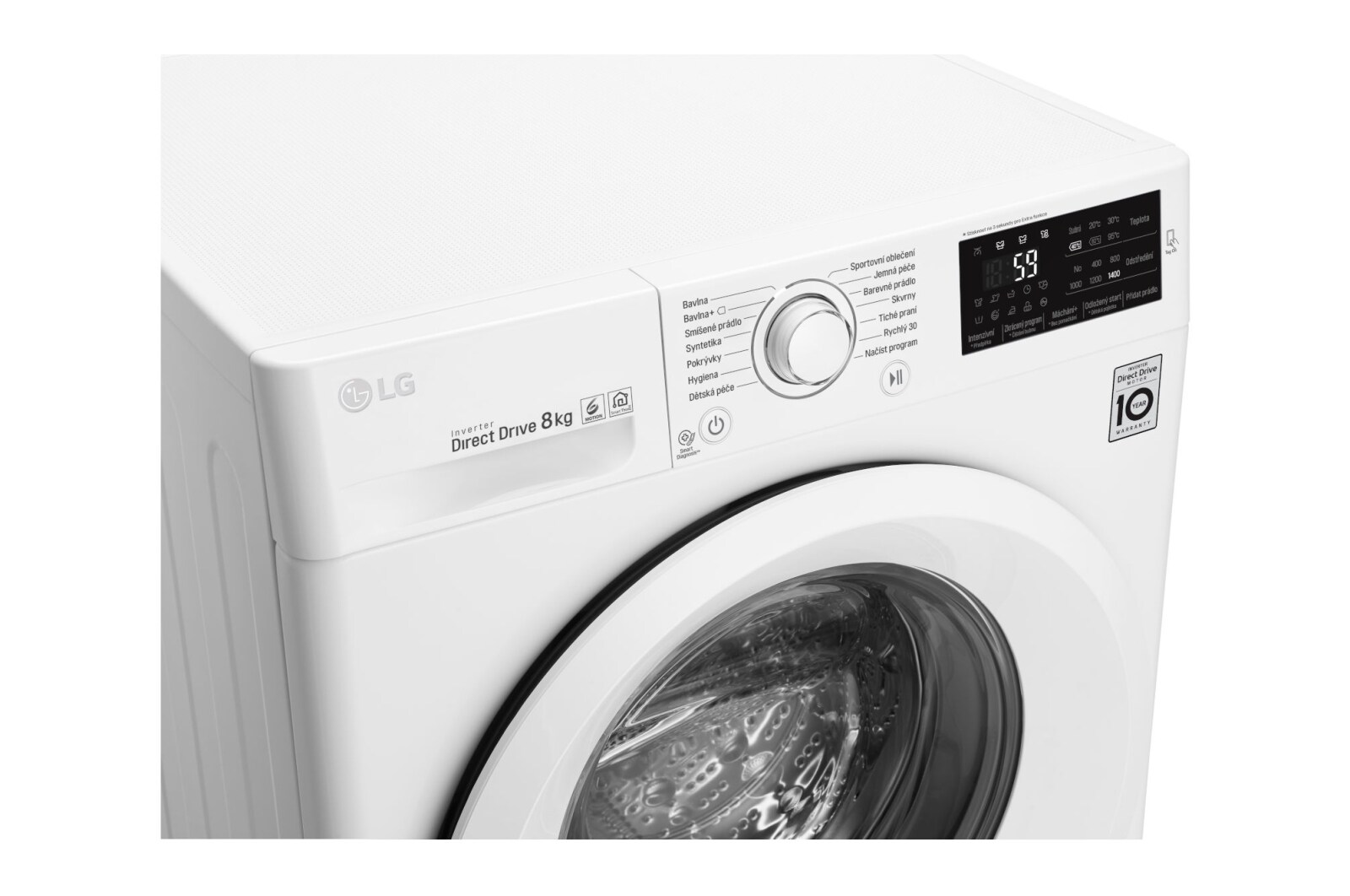 LG 8 kg pračka, 1400 ot./min, A+++ (v rozsahu A+++ až D), 6 Motion DD, Direct Drive™, ThinQ™, Přidat prádlo, 14 programů, F84J5TN3W
