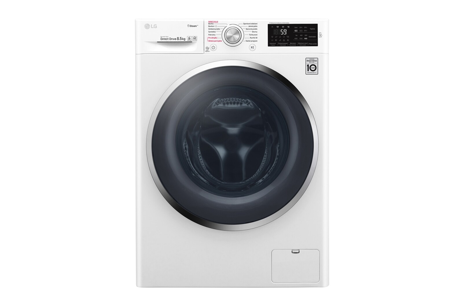 Čelní pohled na 8,5 kg parní pračka, 1400 ot./min, A&#43;&#43;&#43; (v rozsahu A&#43;&#43;&#43; až D), 6 Motion DD, Steam™ - parní praní, 14 programů F84J6EY2W