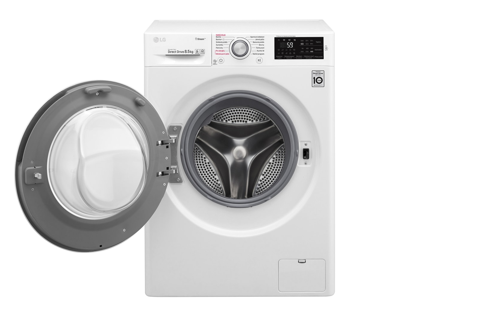 LG 8,5 kg parní pračka, 1400 ot./min, A+++ (v rozsahu A+++ až D), 6 Motion DD, Steam™ - parní praní, 14 programů, F84J6EY2W