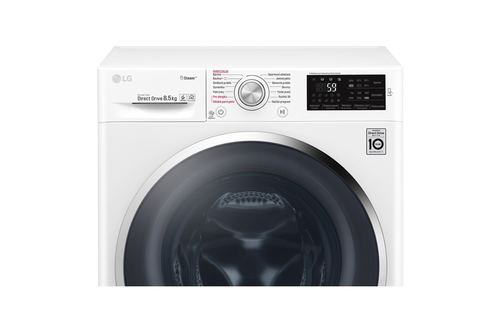 LG 8,5 kg parní pračka, 1400 ot./min, A+++ (v rozsahu A+++ až D), 6 Motion DD, Steam™ - parní praní, 14 programů, F84J6EY2W