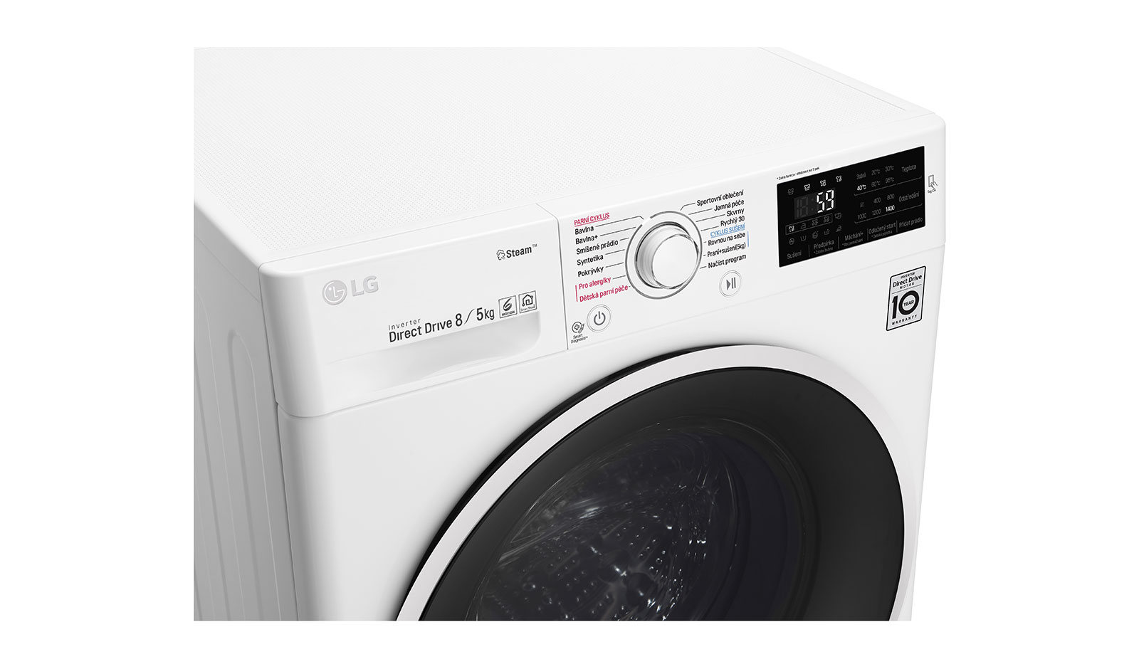 LG 8 kg pračka / 5 kg sušička, 1400 ot./min, A (v rozsahu A až G), 6 Motion DD, Direct Drive™, Steam™ - parní praní, ThinQ™, Přidat prádlo, 14 programů, 9 možností sušení, F84J6TG0W