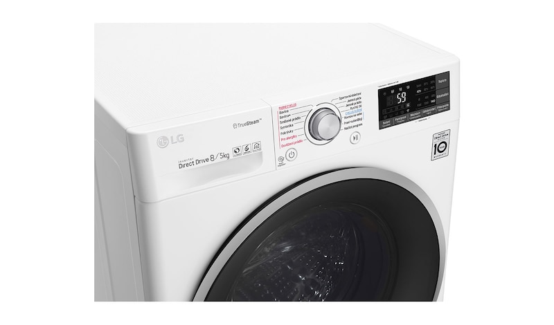 LG 8 kg pračka / 5 kg sušička, 1400 ot./min, 6 Motion DD, Direct Drive™, TrueSteam™ - parní praní, ThinQ™, Přidat prádlo, 14 programů, 8 možností sušení, F84J7TH1W
