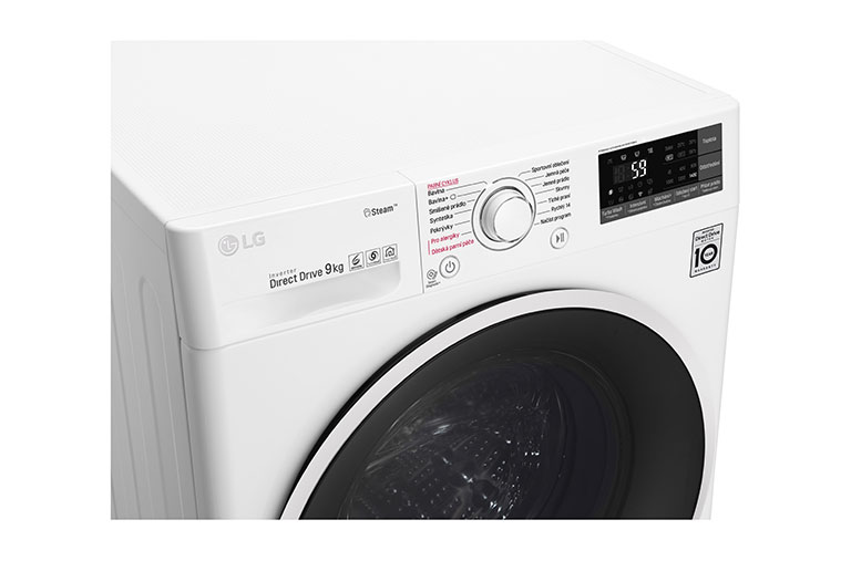 LG 9 kg parní pračka, 1400 ot./min,6 Motion DD, Steam™ - parní praní, 14 programů, F94J7VY0W