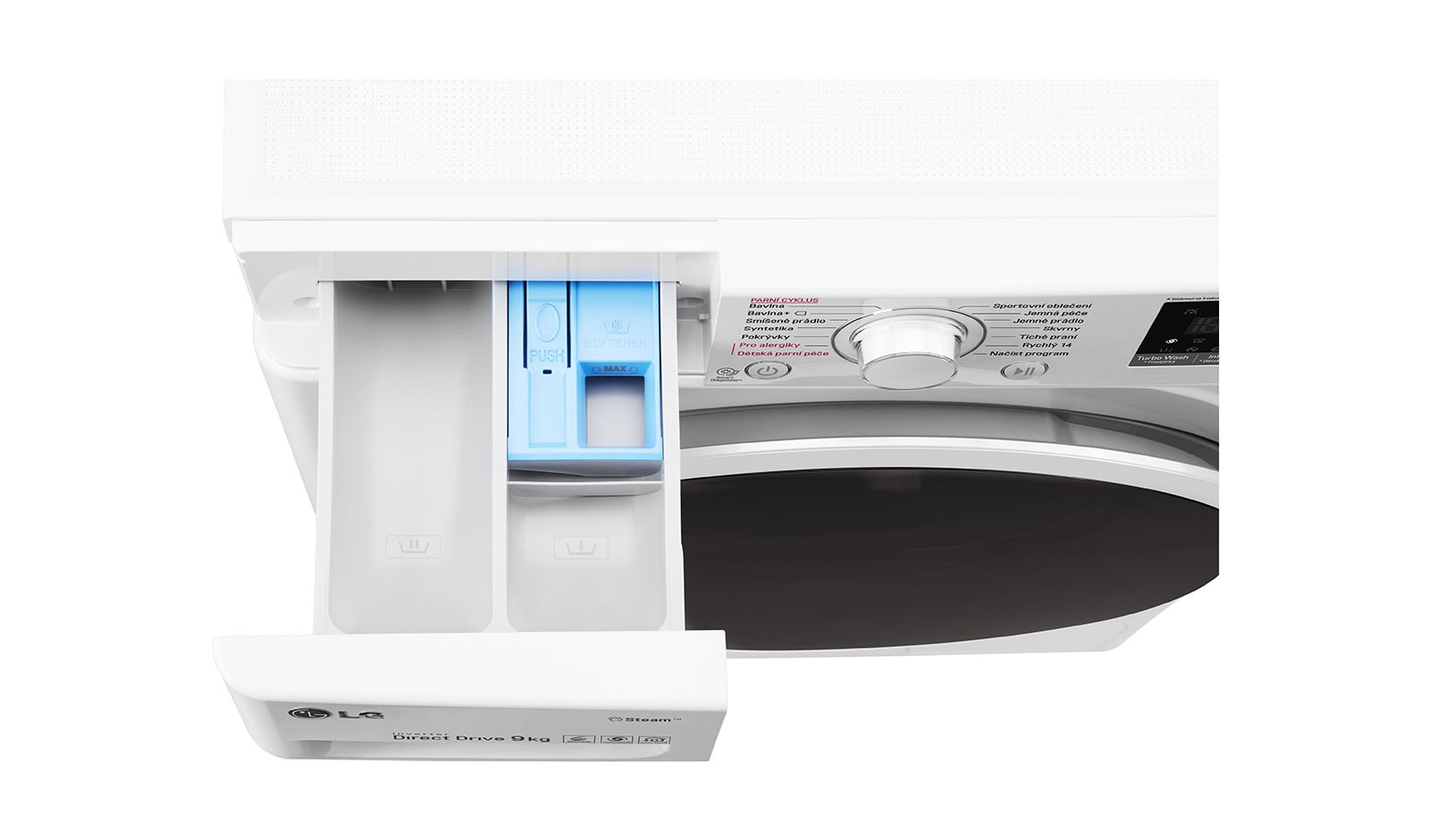 LG 9 kg parní pračka, 1400 ot./min,6 Motion DD, Steam™ - parní praní, 14 programů, F94J7VY0W