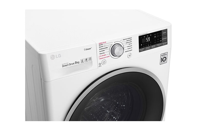 LG 9 kg parní pračka, 1400 ot./min,6 Motion DD, Steam™ - parní praní, 14 programů, F94J7VY1W