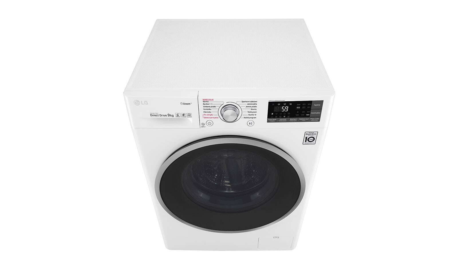 LG 9 kg parní pračka, 1400 ot./min,6 Motion DD, Steam™ - parní praní, 14 programů, F94J7VY1W