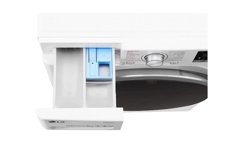 LG 9 kg parní pračka, 1400 ot./min,6 Motion DD, Steam™ - parní praní, 14 programů, F94J7VY1W